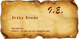 Iritz Ervin névjegykártya